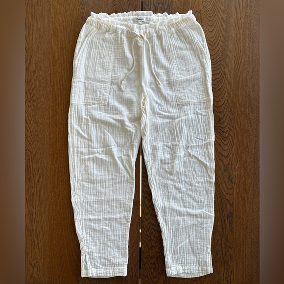 Madewell Pants - Madewell Drawstring Pants Lightspun Cotton Gauze Ivory White Beach Pants